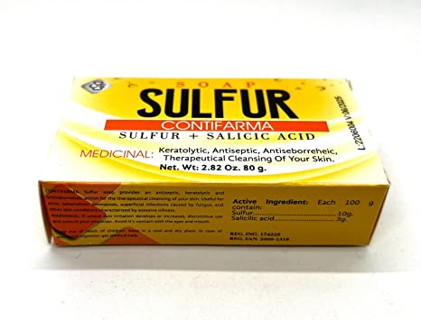 Contifarma AZUFRE + ACIDO SALICILICO jabon, tratamiento para el acne, sulfur soap, for acne, with salicylic acid