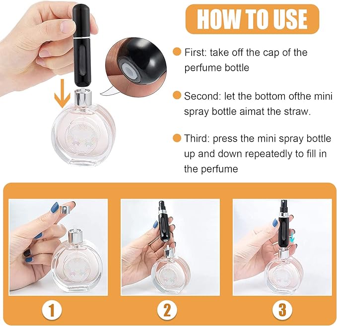 Perfume Refill Spray Bottle 0.17oz (5ml) Pack of 6 Units