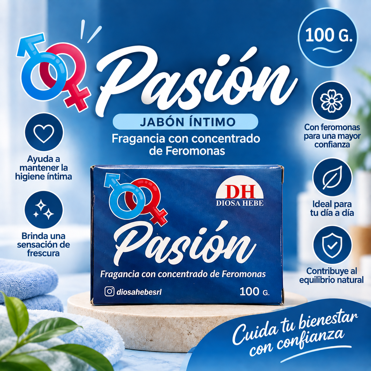 Diosa Hebe Pasión Pheromone Fragrance Soap – 100g
