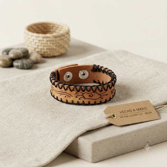 Artisanal Leather Cuff - Taino Soul