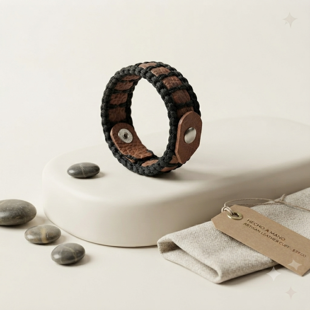 Artisanal Leather Bracelet - Classic Brown Edition (Made in RD)