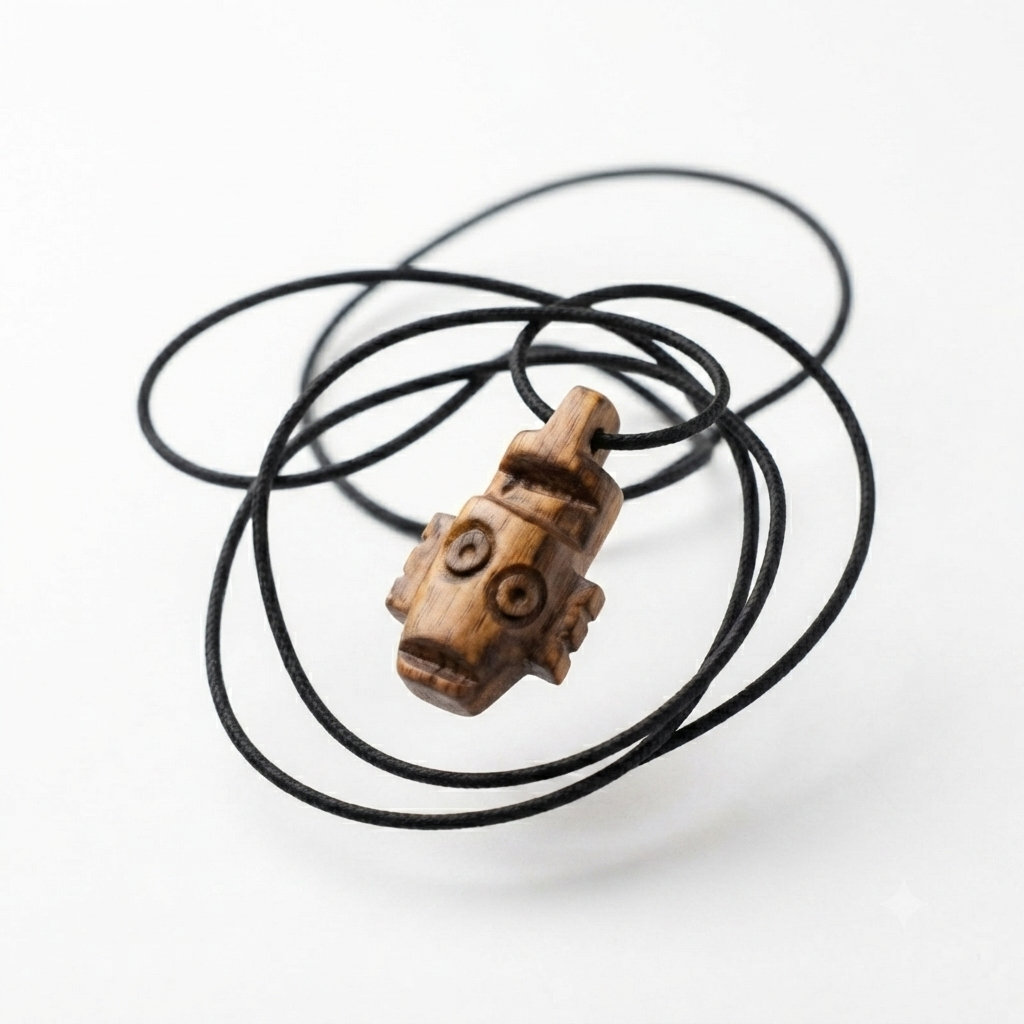 Dominican Guayacán Wood Taíno Cemi Pendant Necklace