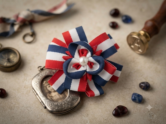 "Patriotic Bloom" Handcrafted Bow