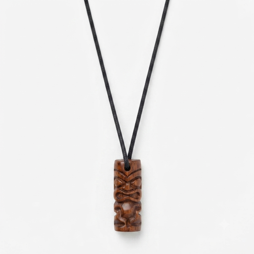 Dominican Guayacán Wood Taíno-Inspired Pendant Necklace