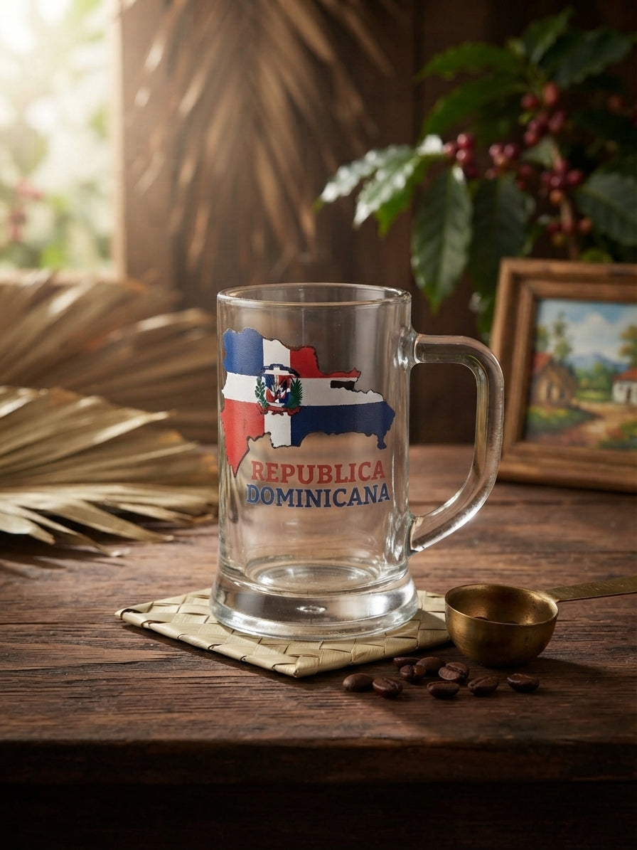 "República Dominicana" Map Clear Glass Mini Mug (Espresso / Shot Size)