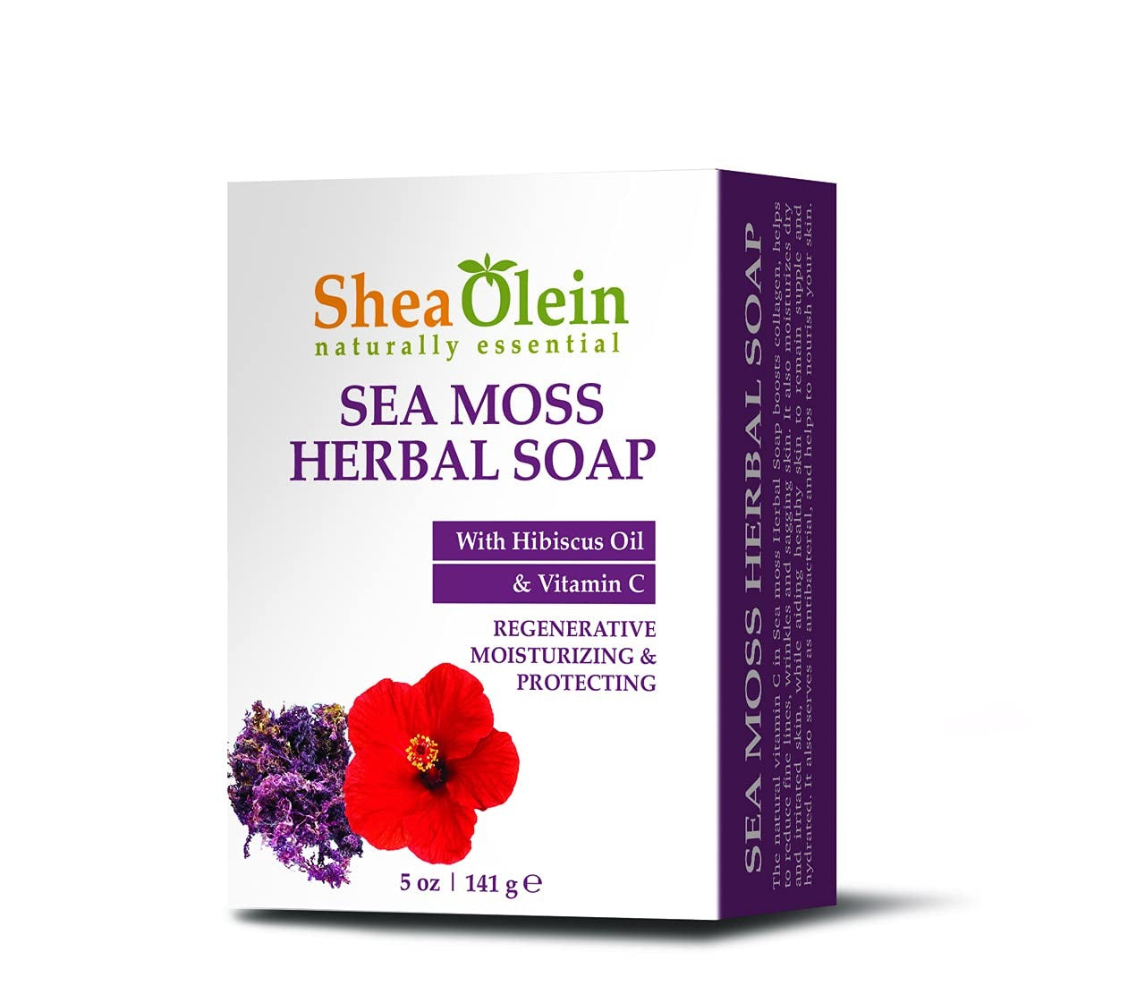 Jabón herbal de oleína de karité y musgo marino con aceite de hibisco y vitamina C (paquete de 12)