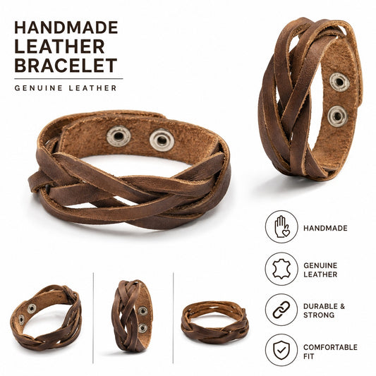Handmade Braided Leather Bracelet
