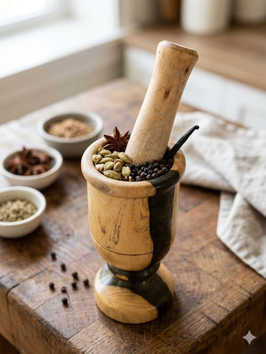 Exotic Bicolor Wooden Mortar & Pestle – The Ultimate Artisan "Pilón" Luxury 🇩🇴