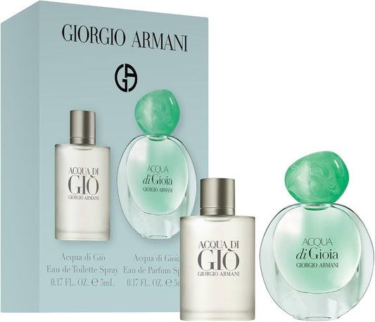 Giorgio Armani 2-Piece Mini Fragrance Set – Acqua Di Gioia EDP for Women (5ml) + Acqua Di Giò EDT for Men (5ml)