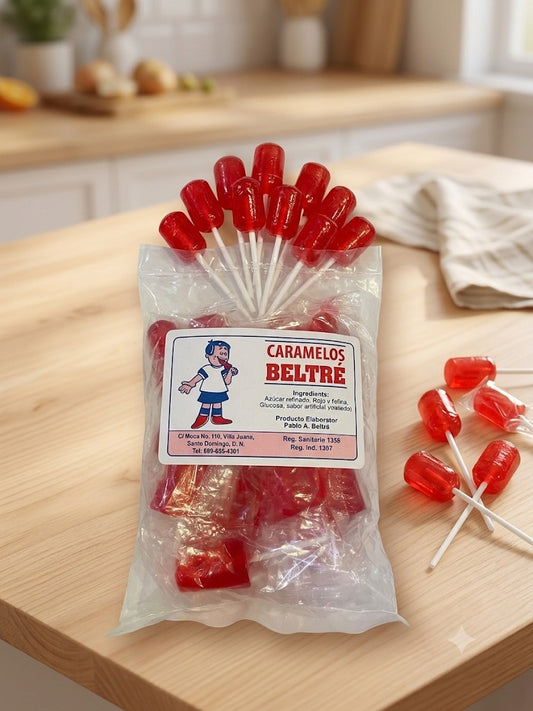 Caram's Belty Strawberry Lollipops
