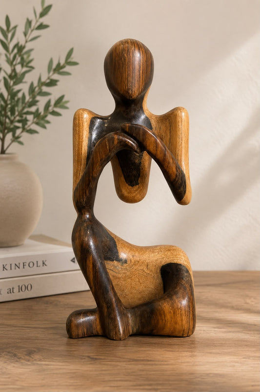Artisanal Contemplative Form Figurine in Guayacán Wood (Made in RD)