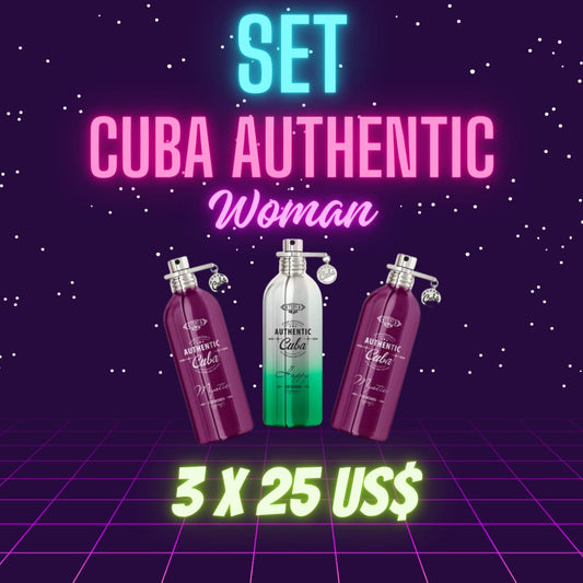 Set of 3 Cuba Authentic Perfume 3.3 oz. Fragrance Women 2 Mystic and 1 Happy