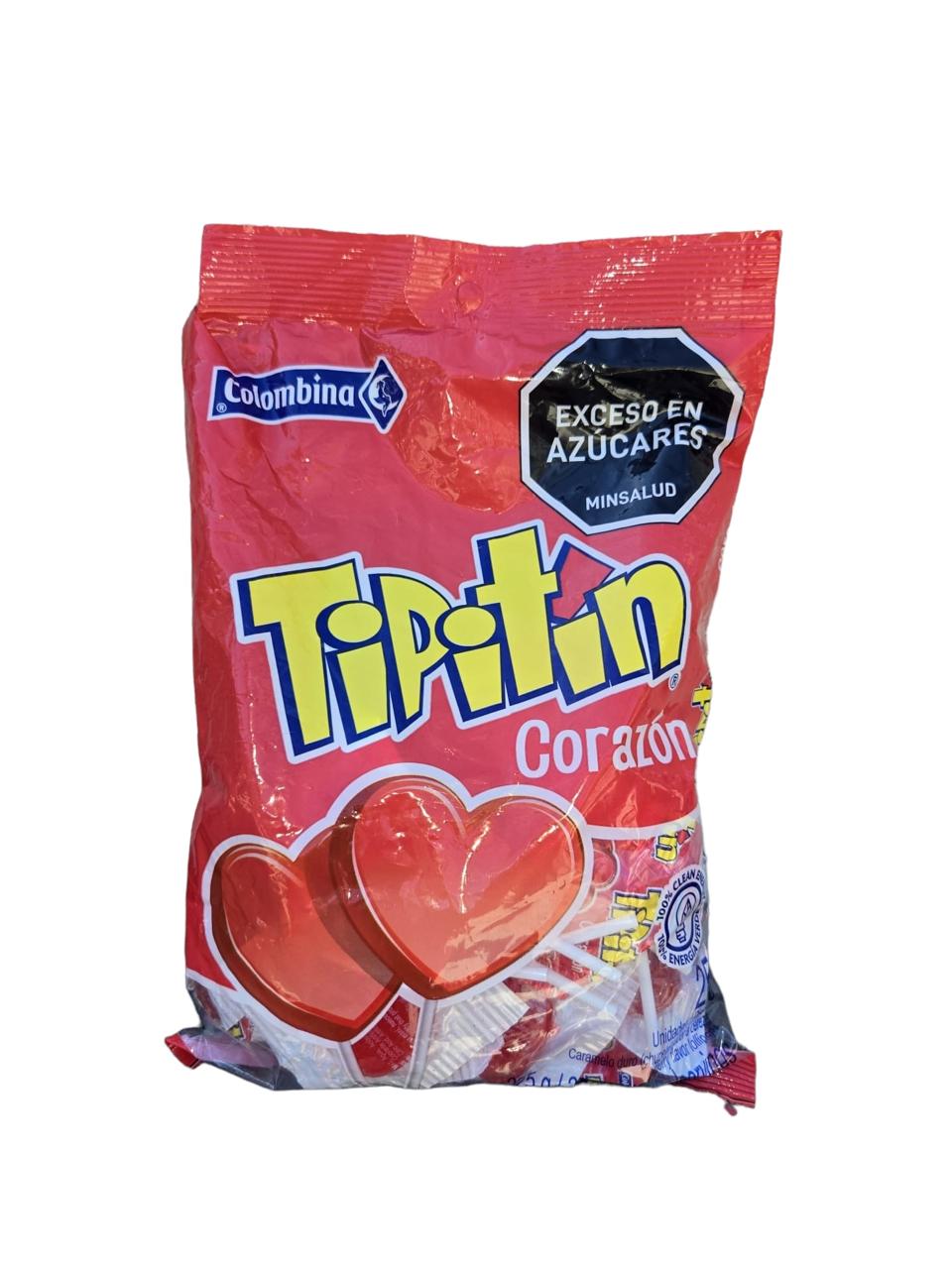 Tipitín Cherry Flavored Heart Shaped Candy Lollipops 25 Units