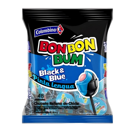 Generic Bolones Bon Bon Bum Jumbo Black and Blue Colombina 48 Und/Paq, Full Size