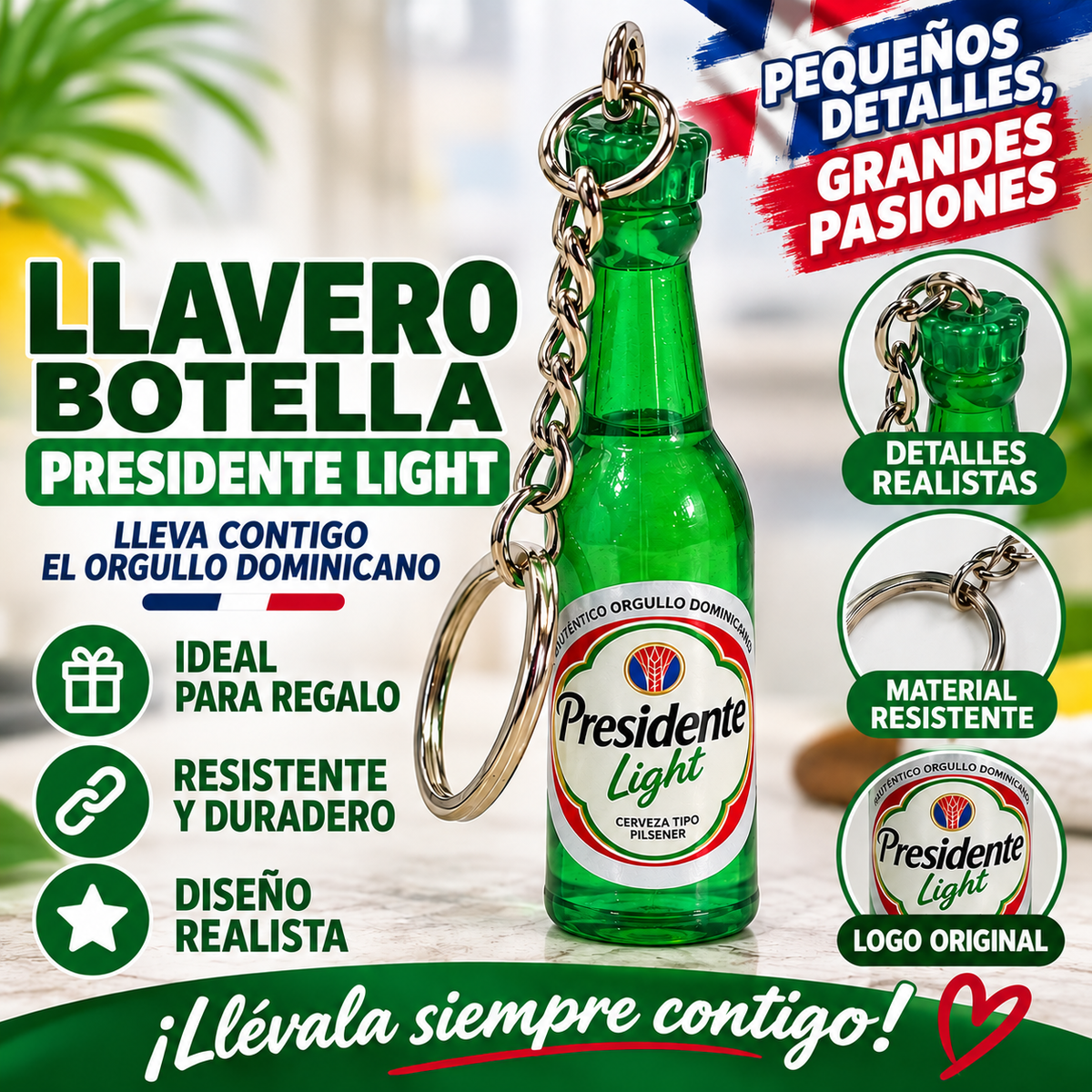 Presidente Light Bottle Keychain – Dominican Republic Souvenir