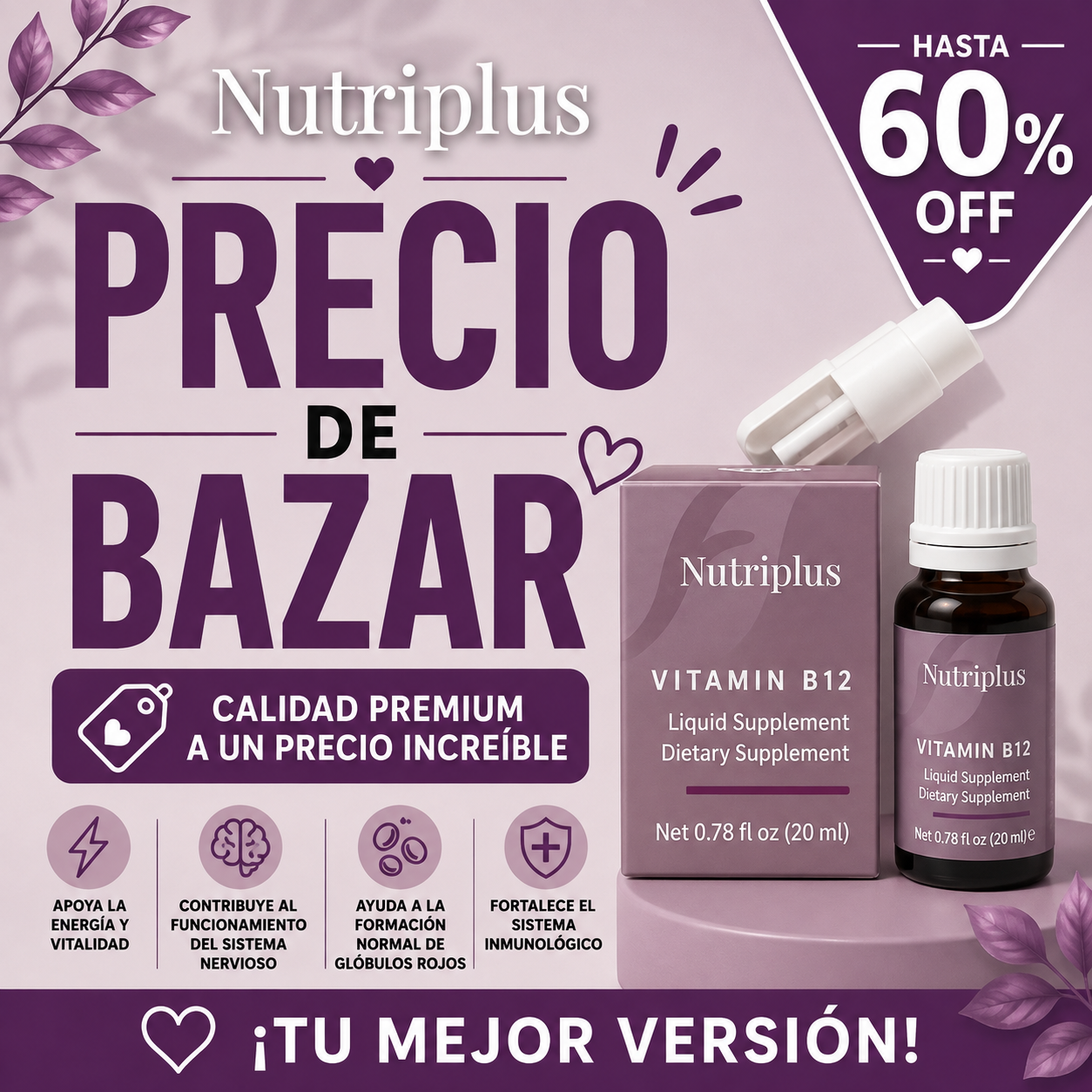 Nutriplus Vitamin B12 Liquid Supplement – Bazaar Sale Edition (Up to 60% OFF)