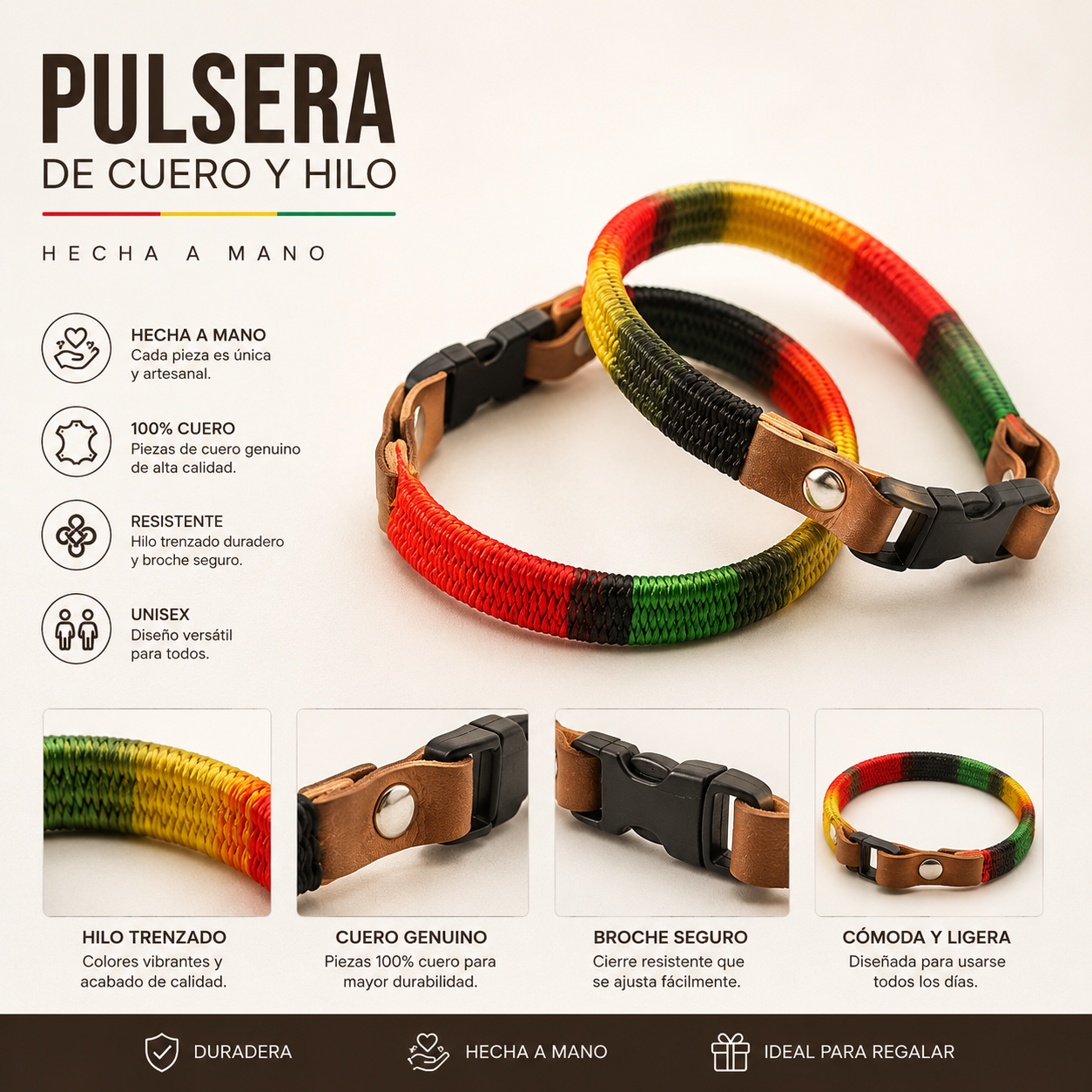 Handmade Rasta Bracelet – Made in the Dominican Republic
