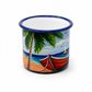 Hand-Painted Caribbean Beach Scene Enamel Mug