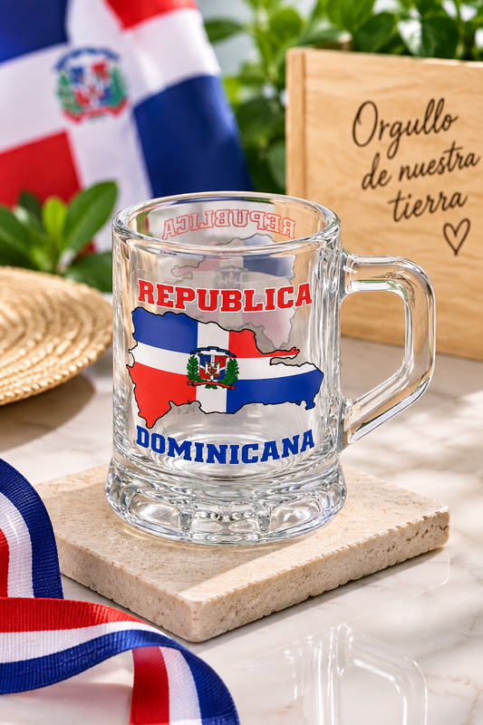 "República Dominicana" Map Clear Glass Mini Mug (Espresso / Shot Size)