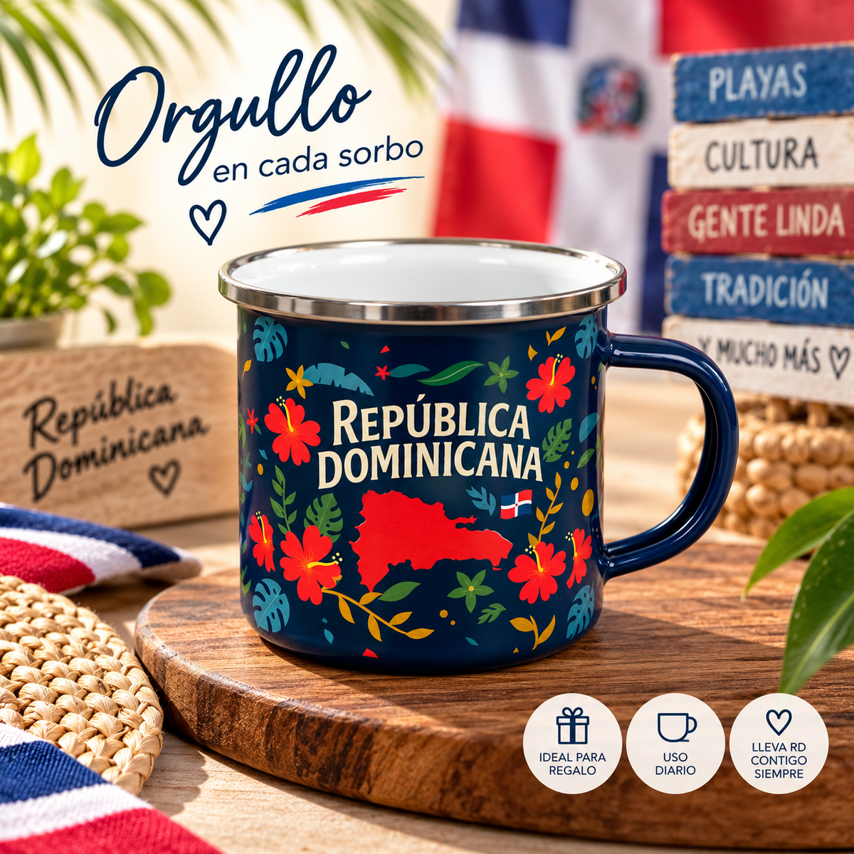 Dominican Republic Decorative Mug – Tropical Floral Souvenir Cup
