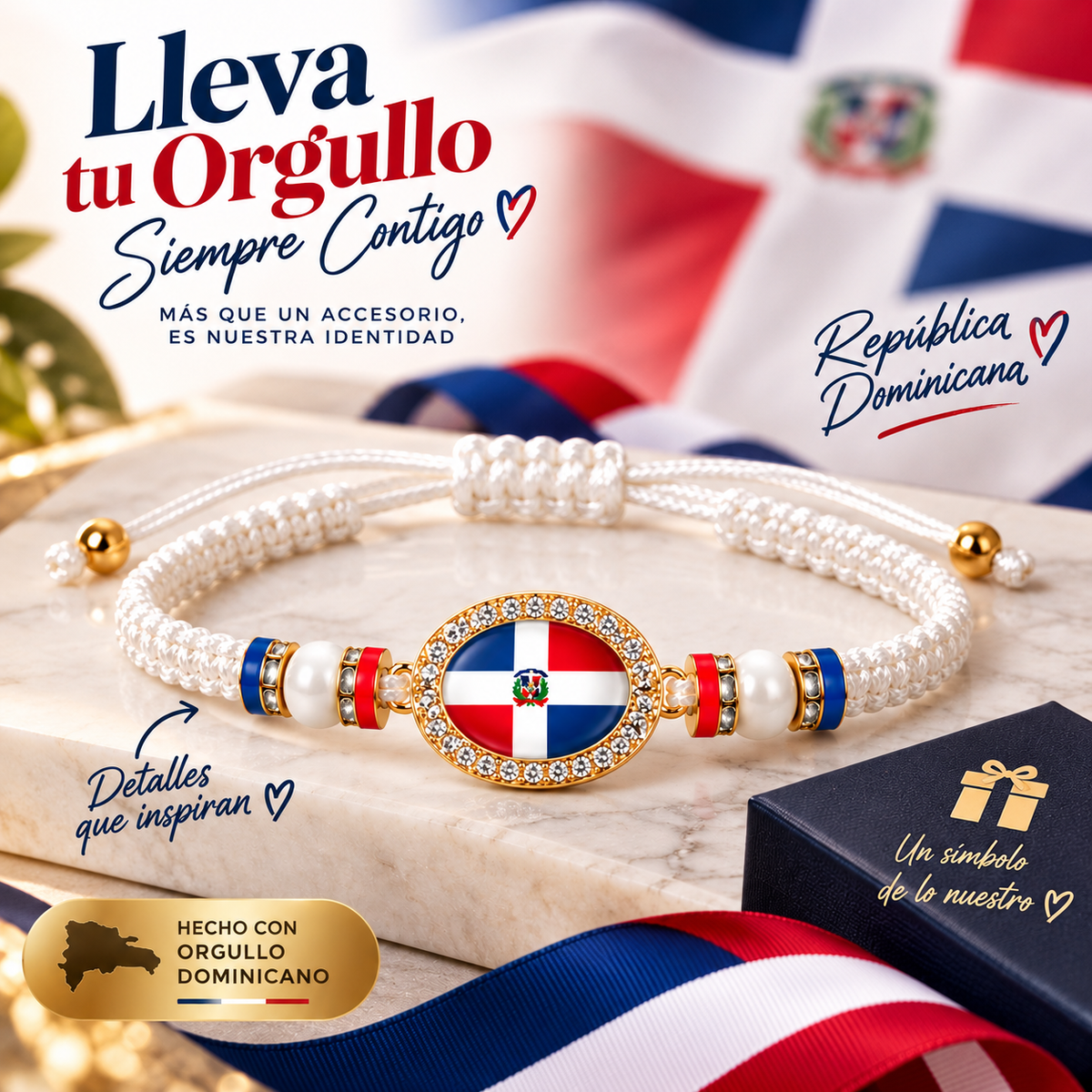 Dominican Republic Flag Bracelet – Patriotic Souvenir Jewelry