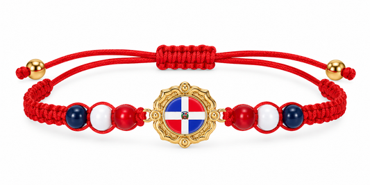 Dominican Republic Flag Red, White & Blue Adjustable Bracelet – Patriotic Heritage Jewelry