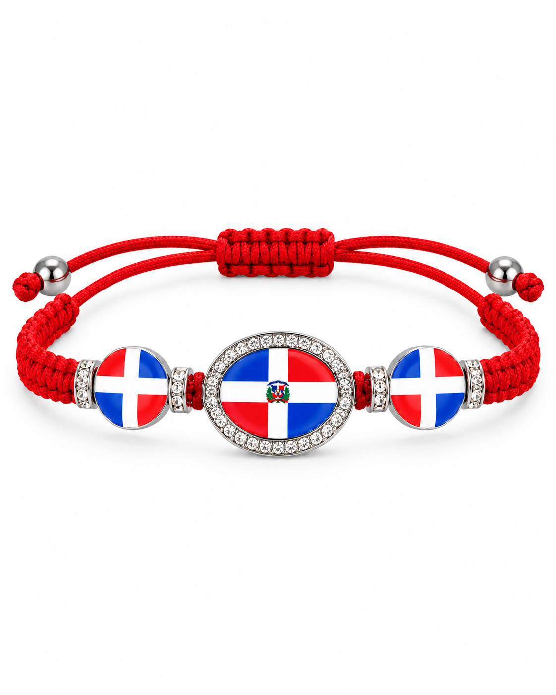 Dominican Republic Triple Flag Adjustable Bracelet – Red Heritage Bracelet