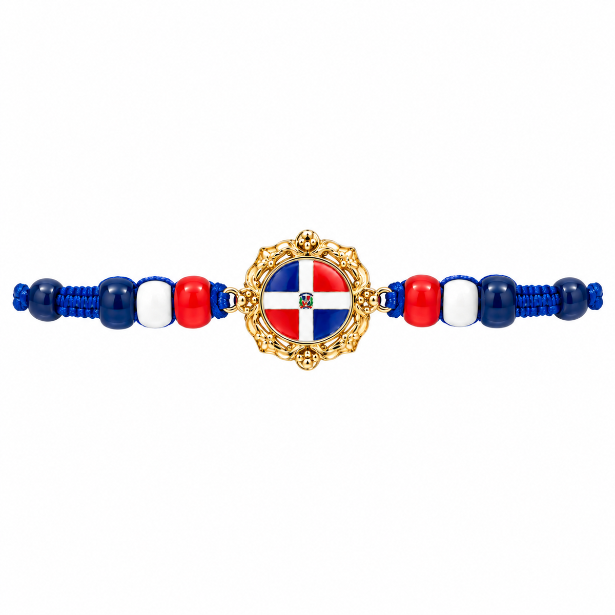 Dominican Republic Flag Red, White & Blue Adjustable Bracelet – Patriotic Heritage Jewelry
