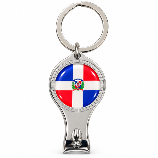 Dominican Republic Flag Keychain with Nail Clipper – 2-in-1 Souvenir