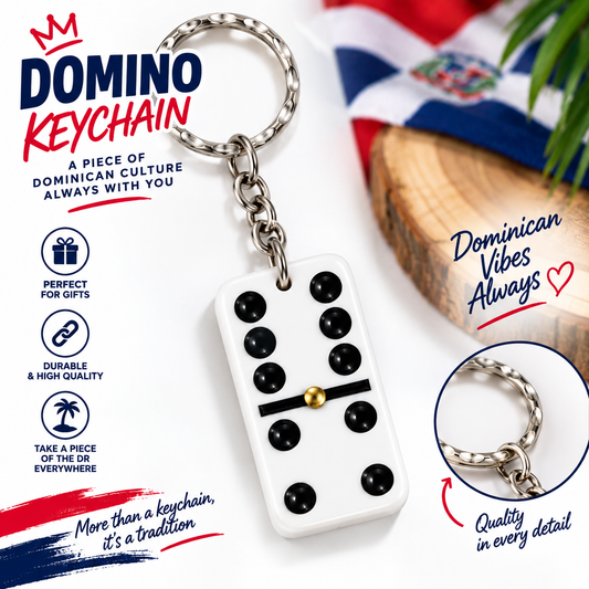 Dominican Domino Keychain – Classic Cultural Souvenir