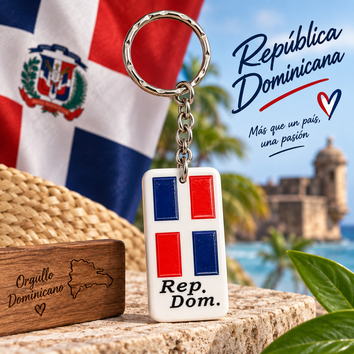Dominican Republic Flag Keychain – “Rep. Dom.” Souvenir