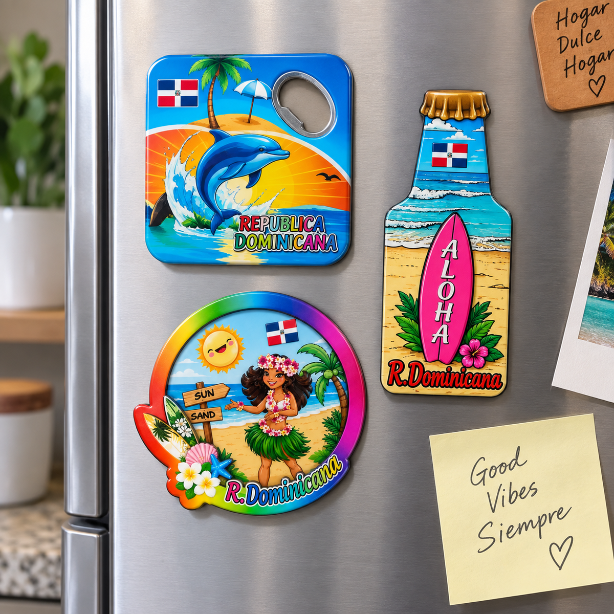 Dominican Republic Tropical Fridge Magnets – Caribbean Souvenir Collection (3 Variants)
