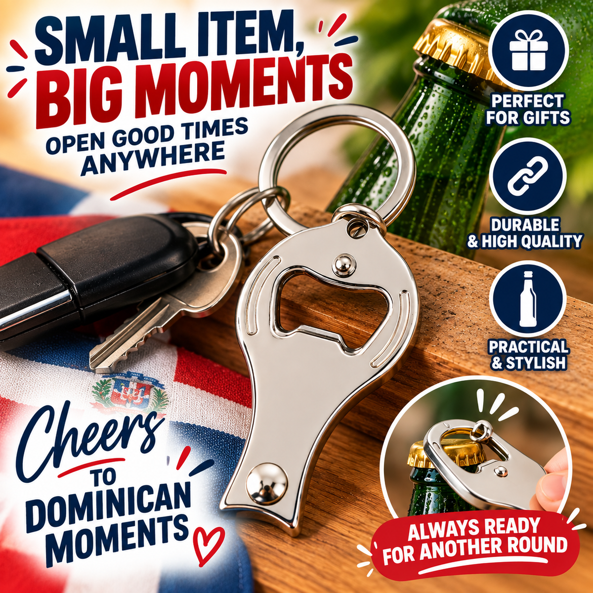 Multifunctional Metal Keychain – Bottle Opener & Nail Clipper