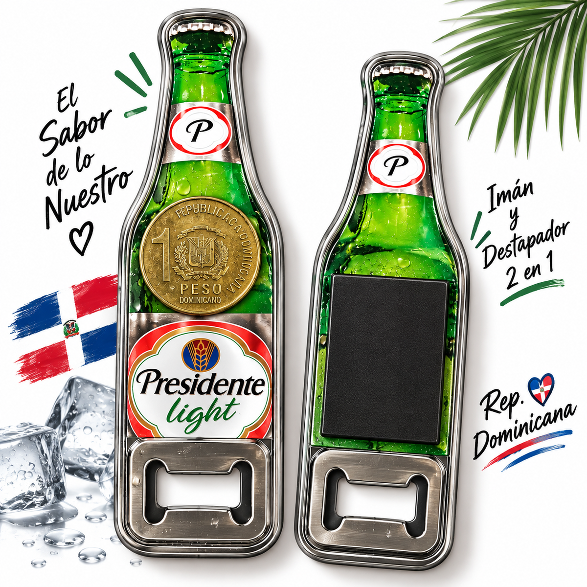 Presidente Light Bottle Fridge Magnet & Bottle Opener – Dominican Republic Souvenir