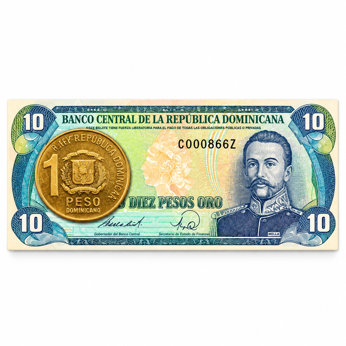 Dominican Republic Currency Fridge Magnet – Banknote & 1 Peso Coin Design