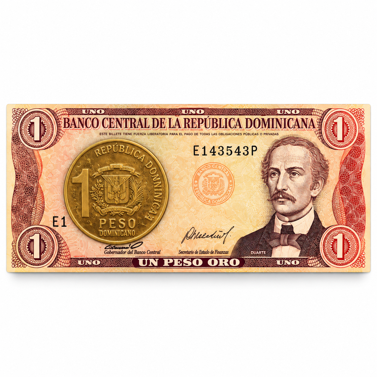 Dominican Republic Currency Fridge Magnet – Banknote & 1 Peso Coin Design