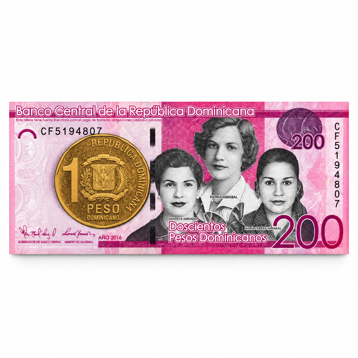 Dominican Republic Currency Fridge Magnet – Banknote & 1 Peso Coin Design