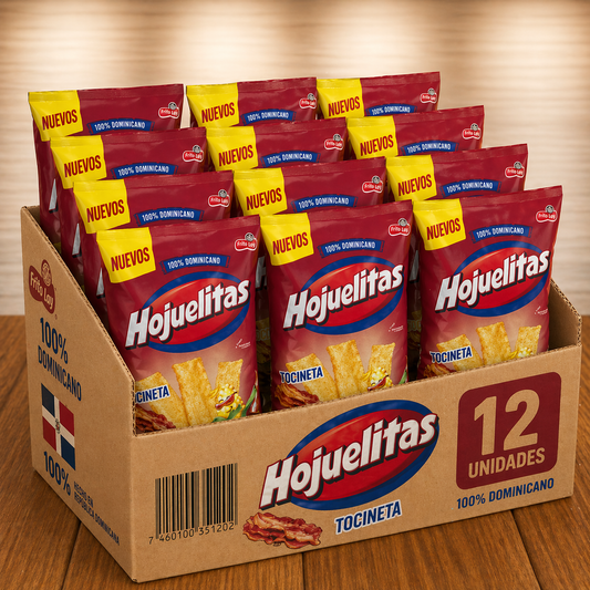 Wholesale Hojuelitas Bacon & Cheese Snack Box – Crispy, Savory Dominican Snack - 160 g (pack 12)