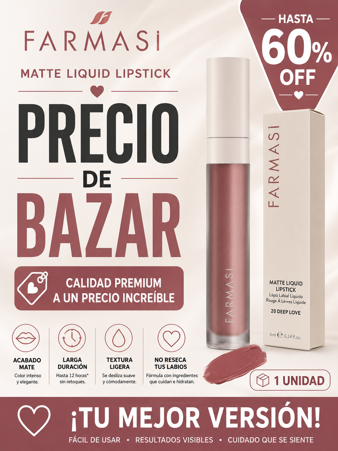 Farmasi Matte Liquid Lipstick (11 Mauve Pink) – Bazaar Sale Edition (Up to 60% OFF)