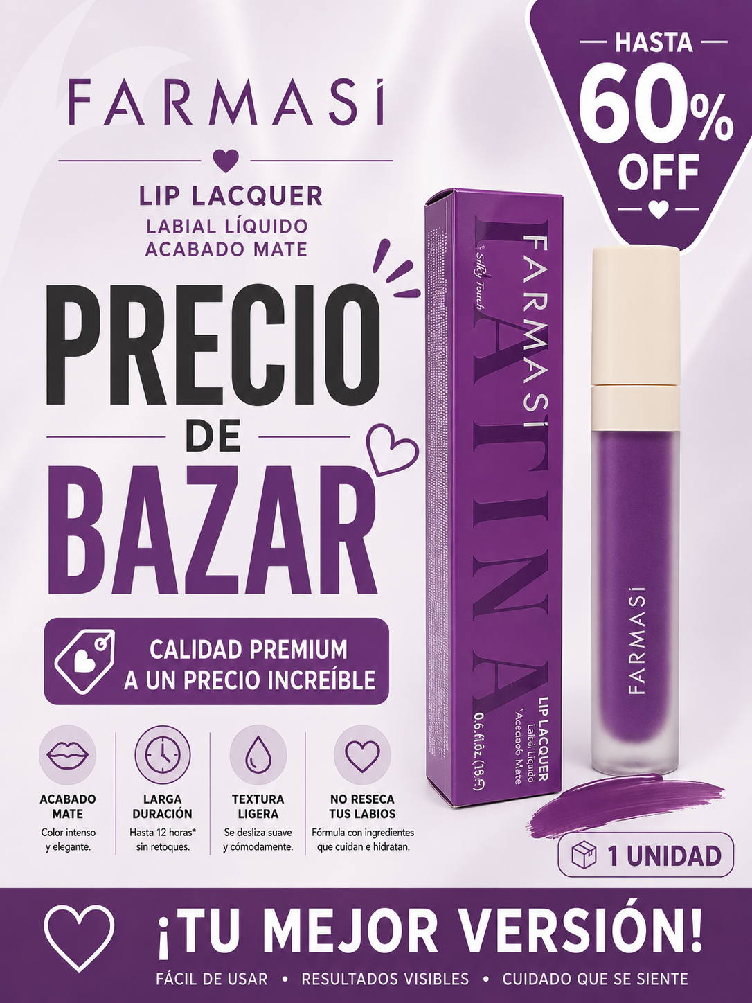 Farmasi Lip Lacquer (Acabado Mate) – Edición Precio de Bazar (Hasta 60% OFF)