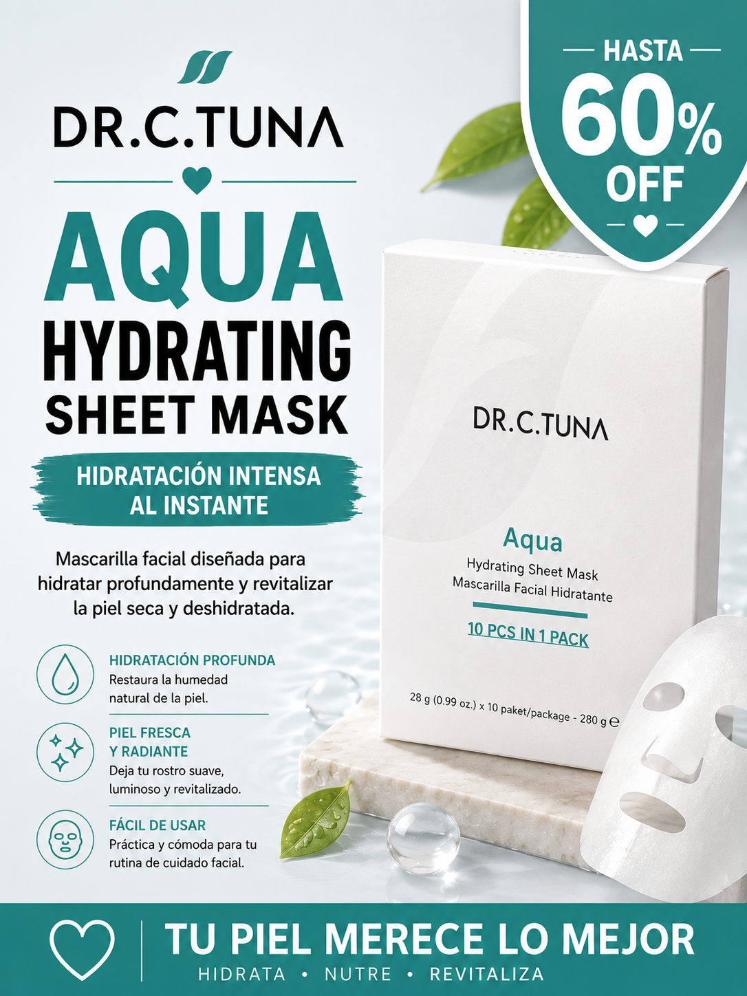 Dr. C. Tuna Aqua Hydrating Sheet Mask (10 Pack) – Bazaar Sale Edition (Up to 60% OFF)