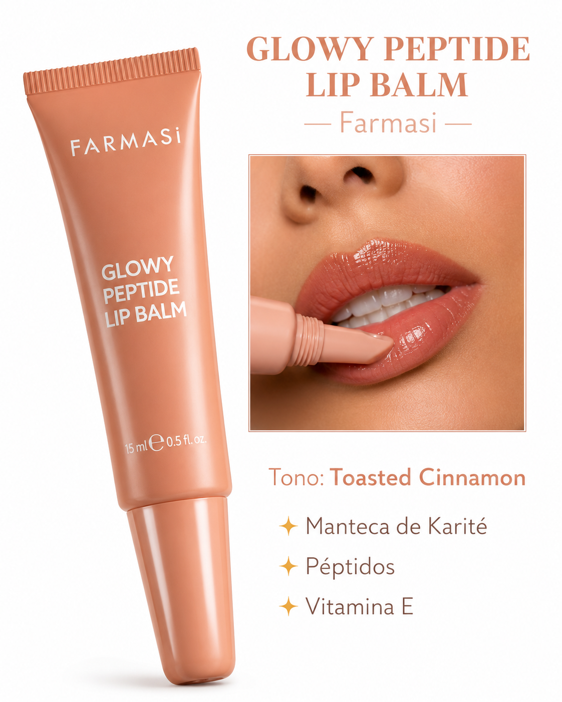 Farmasi Glowy Peptide Lip Balm (Toasted Cinnamon) – Bazaar Sale Edition (Up to 60% OFF)