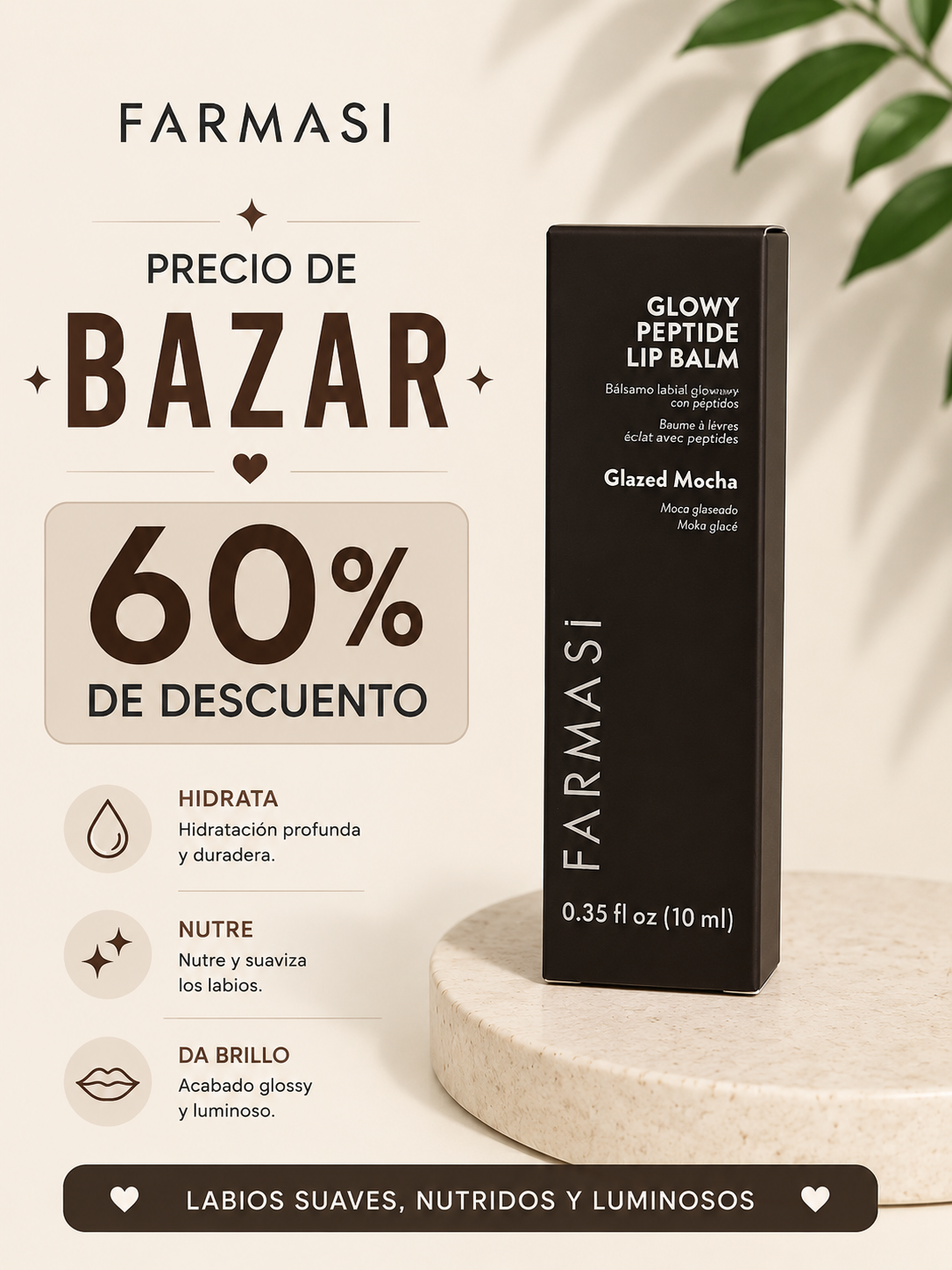 Farmasi Glowy Peptide Lip Balm (Glazed Mocha) – Bazaar Sale Edition (Up to 60% OFF)