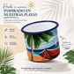 Hand-Painted Caribbean Beach Scene Enamel Mug