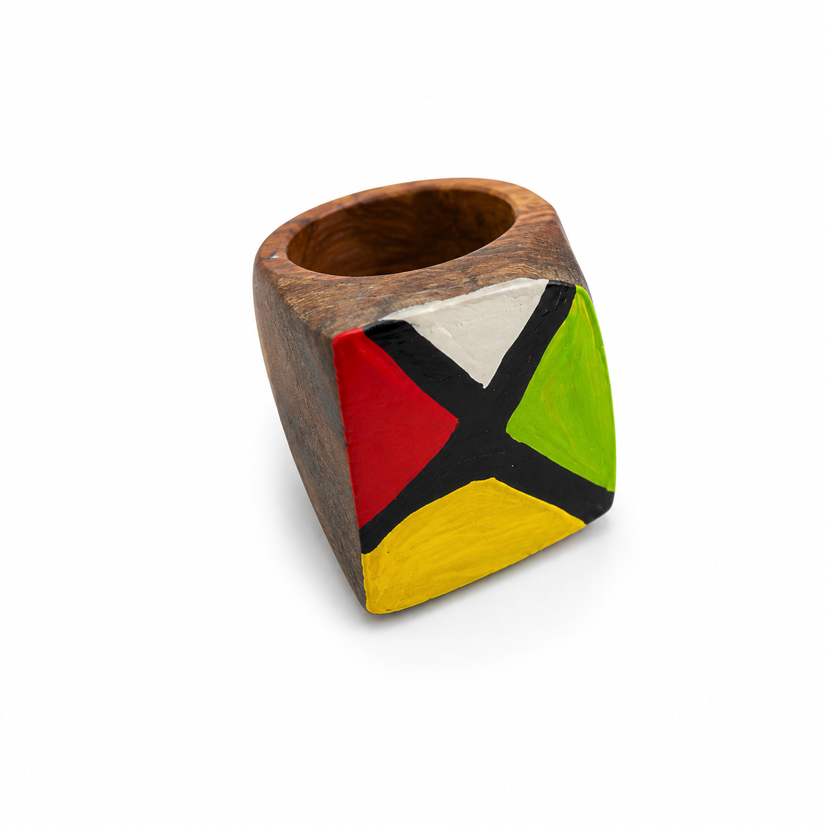 Dominican Guayacán Wood Hand-Painted Colorful Statement Ring Collection