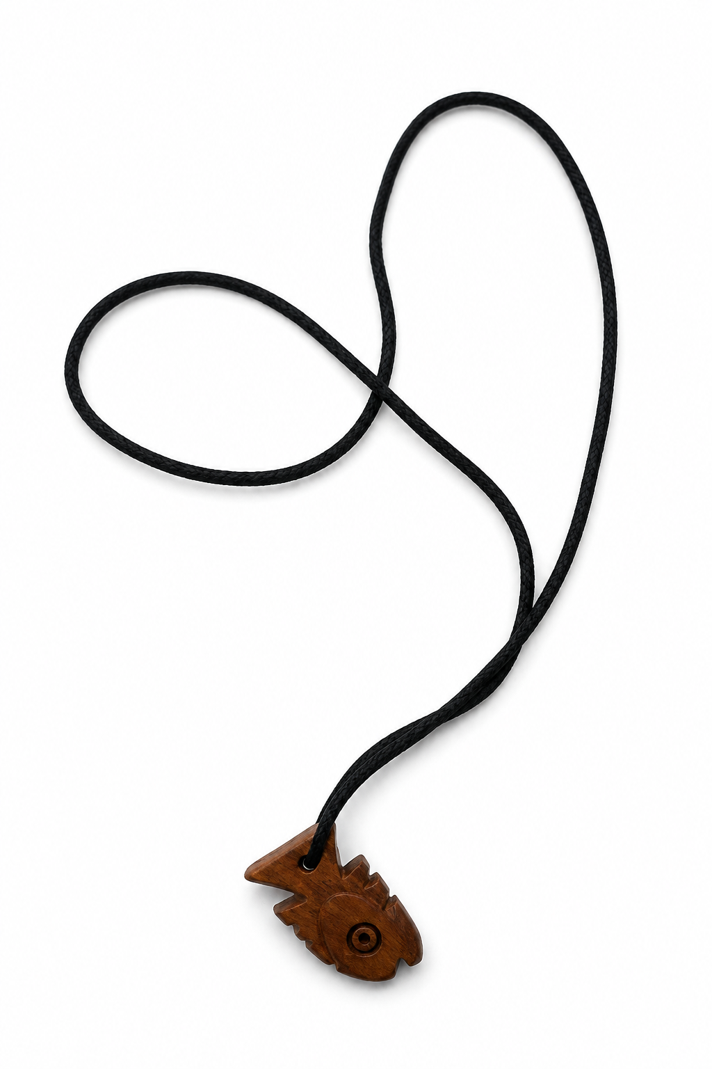 Dominican Guayacán Wood Taíno Fish Pendant Necklace