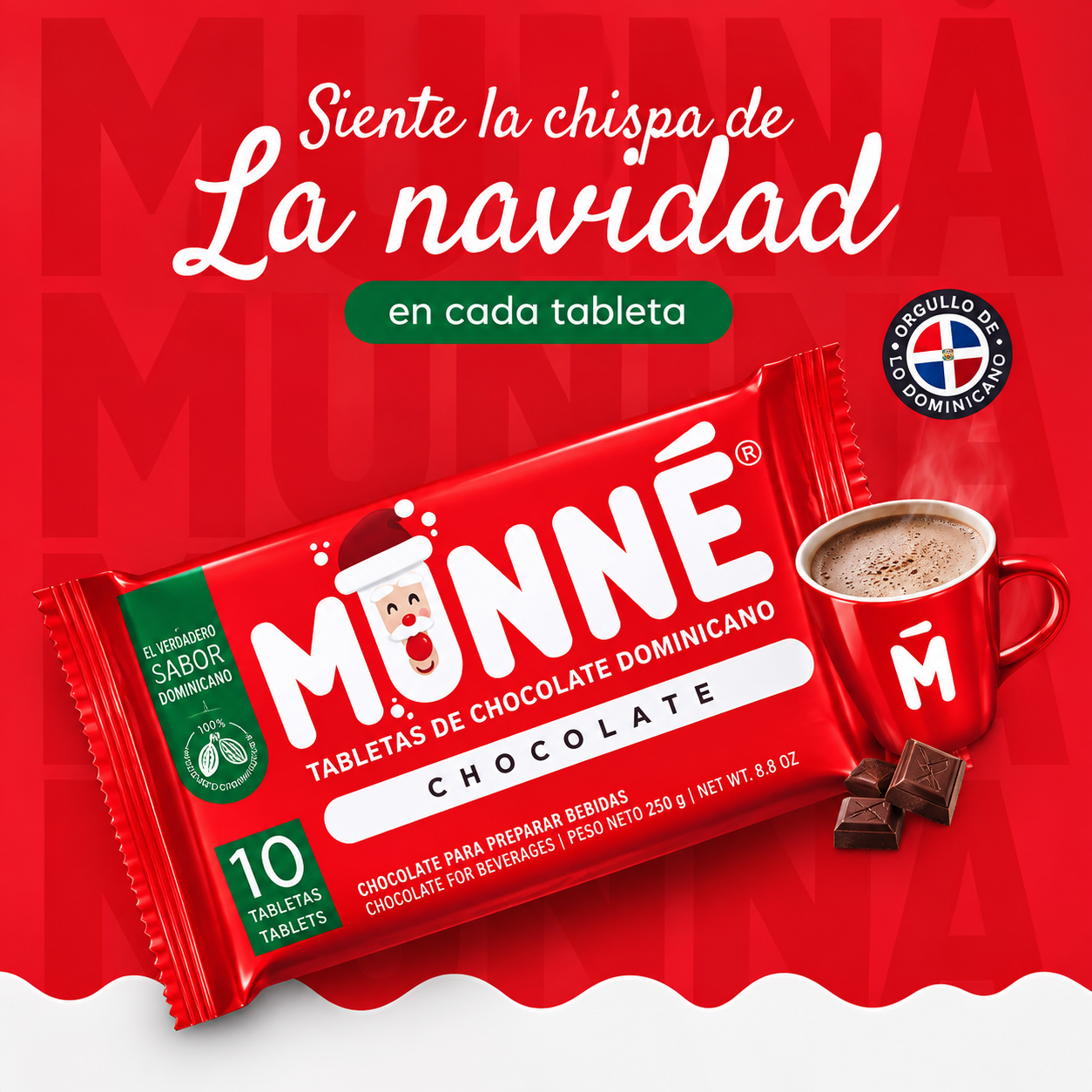 Munné Dominican Chocolate – 10 Chocolate Tablets, 260g