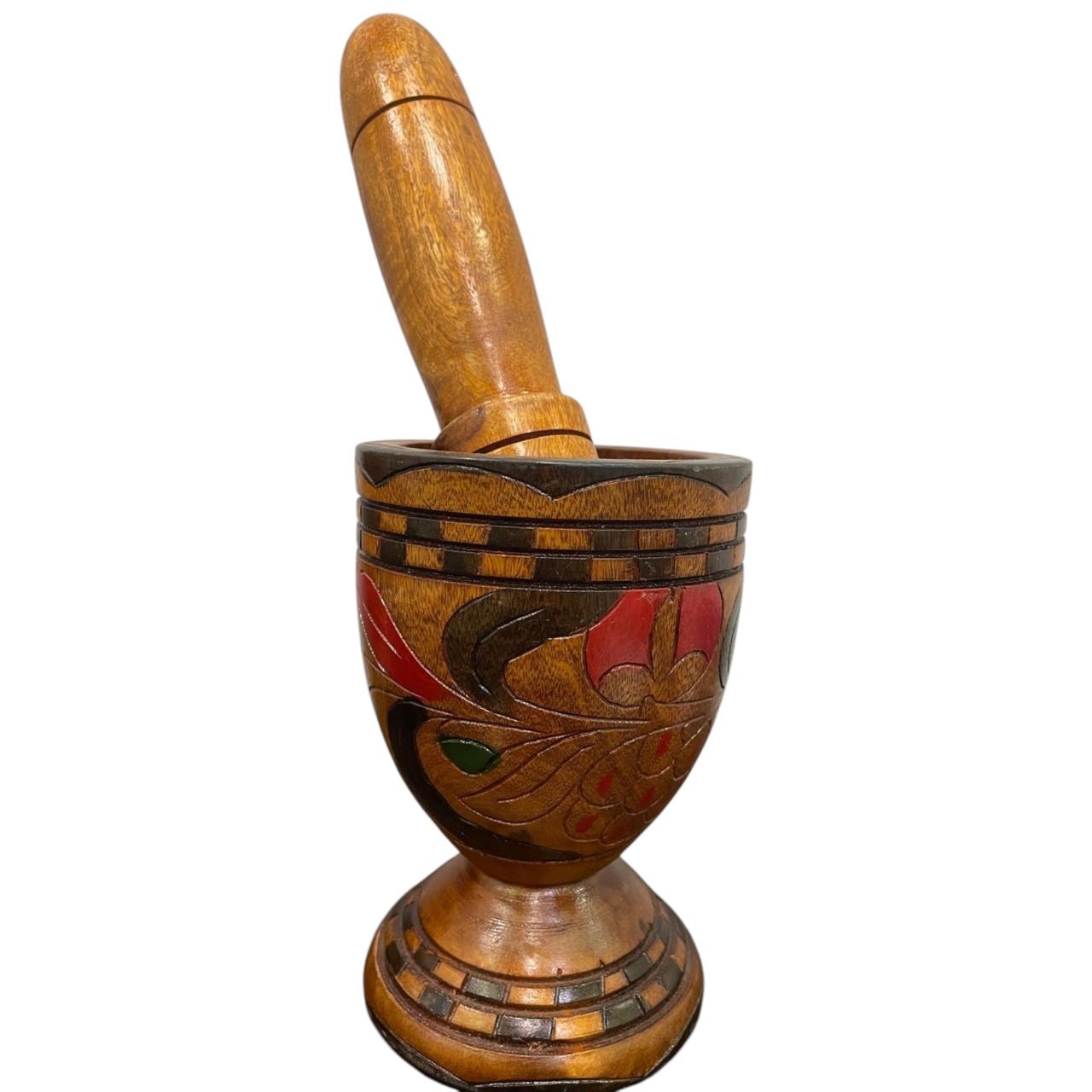 Dominican Wooden Pilon with Carved Designs, 7 Inches Tall – Intimamente ...