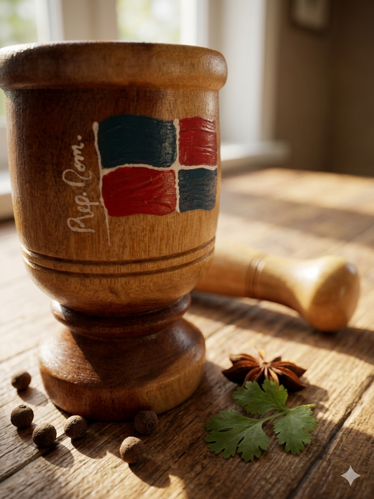 Artisanal Wooden Mortar - "Dominican Republic" Edition