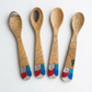 Handcrafted Set of 4 Hand-Painted Scalloped Pattern Guayacán Wood Spoons
